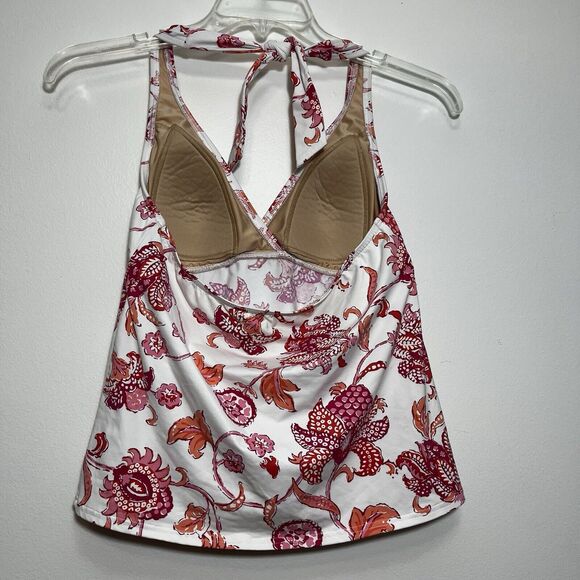 Lands’ End Pink Tropical Paisley Halter Tankini Top Size 6 - Picture 2 of 4